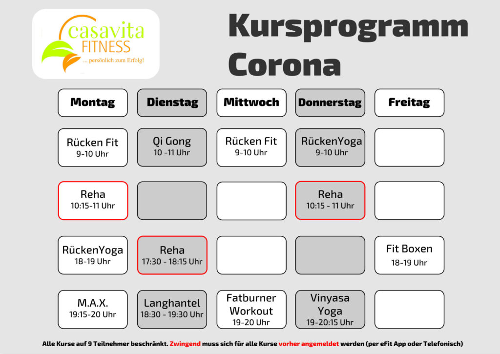 Corona Kursprogramm